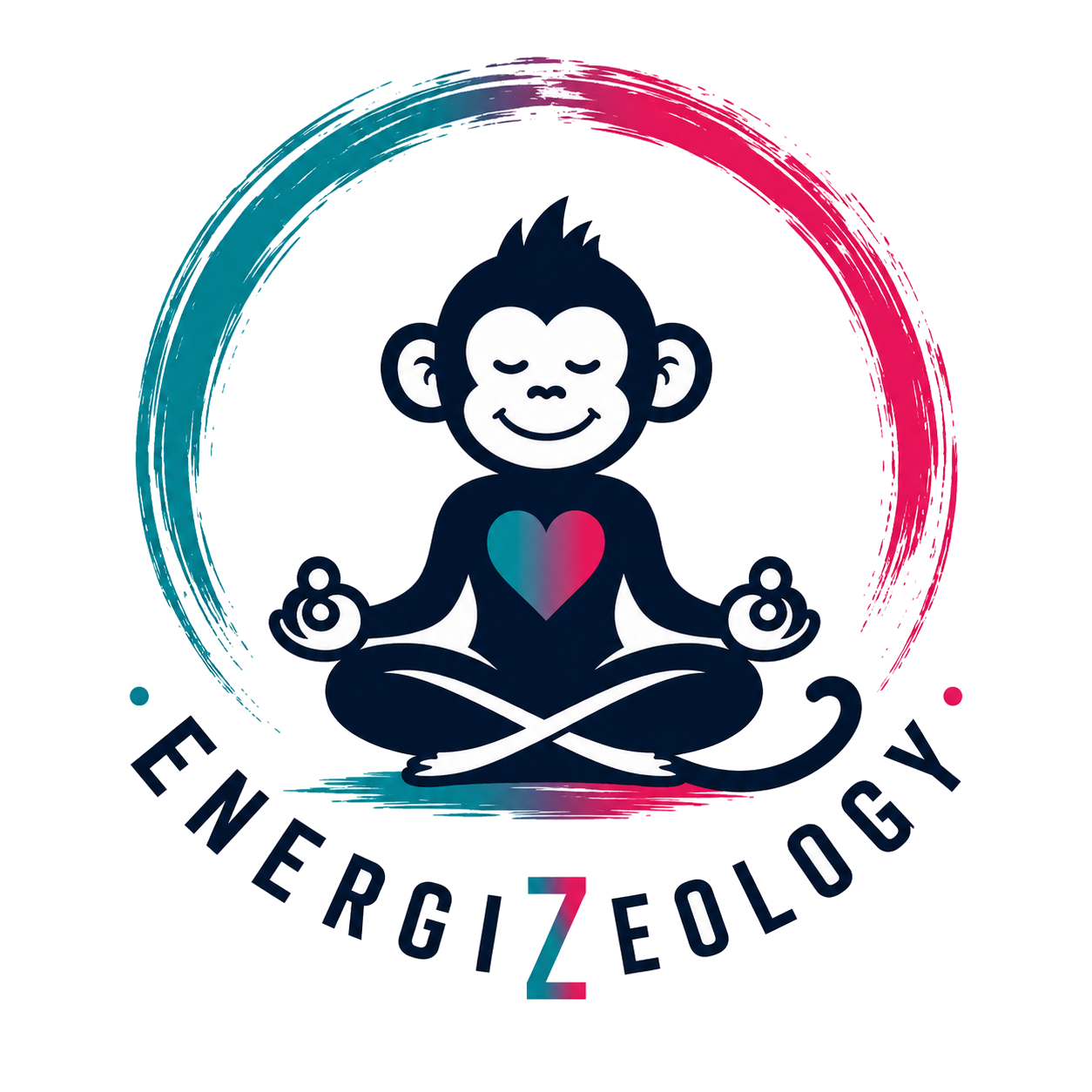 Energizeology meditating monkey logo